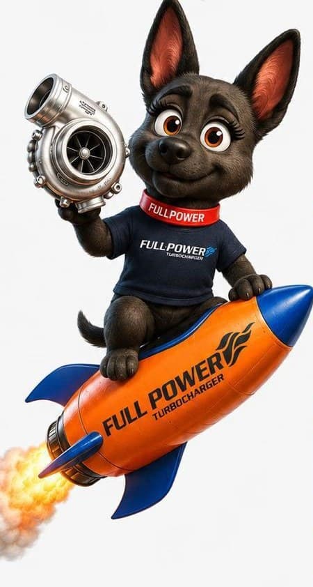 Domitila, mascote da FullPower, segurando uma turbina sobre um foguete